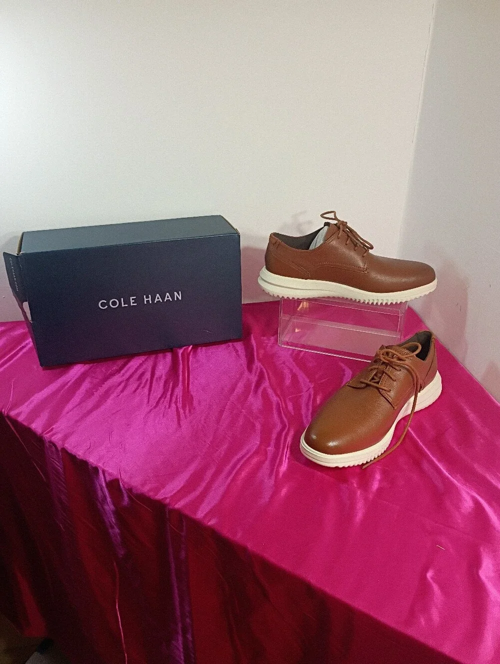 Cole Haan Grand + Plain Toe Oxford Shoes Men's 8M C36935 British Tan Leather New